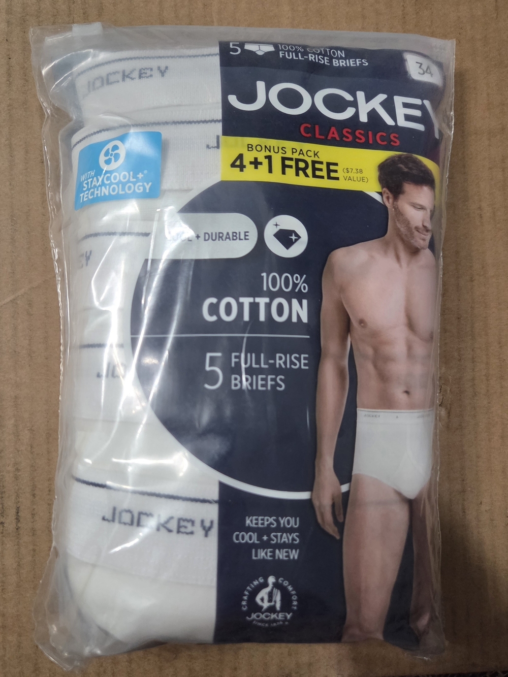 Jockey Cotton Bonus Jockey Classics Men’s 5-Pack Full-Rise Cotton Briefs - White